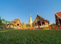 Wat Phra Singh Woramahawihan golden pagoda or stupa of buddhist Temple, Chiang Mai City, Thailand. Thai architecture. Tourist Royalty Free Stock Photo