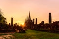 Wat Phra Sri Sanphet at sunset in Ayutthaya historic park, Thailand Royalty Free Stock Photo