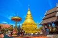 Wat Phrathat Hariphunchai Golden pagoda.