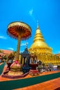 Wat Phrathat Hariphunchai Golden pagoda.