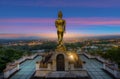 Wat Phrathat Khao Noi with Sunrise and the mist. This temple is the best location view of Nan province, Thailand