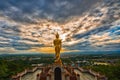 Wat Phrathat Khao Noi with Sunrise and the mist. This temple is the best location  view of Nan province, Thailand. Royalty Free Stock Photo