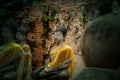 Ancient Buddha statues in Vihara of the Reclining Buddha,Wat Phutthaisawan,Sampao Lom subdistrict, Phra Nakorn Sri Ayutthaya,Thail