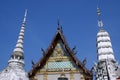 Wat Rai Phrik front gable and stupa in Bangkok, Thailand, Asia Royalty Free Stock Photo