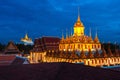 Wat Ratchanaddaram and Loha Prasat Metal Castle at dusk, Bangkok Royalty Free Stock Photo