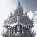 Wat Rong Khun temple in Chiang Rai, Thailand Generative AI