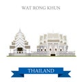 Wat Rong Khun Thailand vector flat attraction travel sightseeing