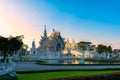 Wat Rong KhunWhite templeat sunset in Chiang Rai,Thailand.