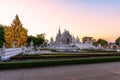 Wat Rong KhunWhite templeat sunset in Chiang Rai,Thailand.