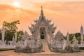 Wat Rong KhunWhite templeat sunset in Chiang Rai,Thailand.
