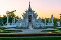 Wat Rong KhunWhite templeat sunset in Chiang Rai,Thailand. Royalty Free Stock Photo