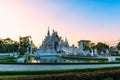 Wat Rong KhunWhite templeat sunset in Chiang Rai,Thailand. Royalty Free Stock Photo