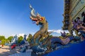 Wat Rong Suea Ten or the Blue Temple is above all its magnificent blue interior at Chiang Rai, Thailand on May 15,2019