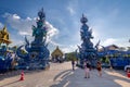 Wat Rong Suea Ten or the Blue Temple is above all its magnificent blue interior ,Chiang Rai, Thailand on May 15,2019