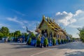 Wat Rong Suea Ten or the Blue Temple is above all its magnificent blue interior ,Chiang Rai, Thailand on May 15,2019