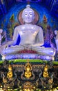 Rimkok district,Chiang Rai Province,Northern Thailand on January 19,2020:Large white Buddha image in subduing Mara at Wat Rong