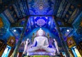 Rimkok district,Chiang Rai Province,Northern Thailand on January 19,2020:Large white Buddha image in subduing Mara at Wat Rong