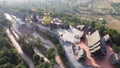 Wat Somdet Phu Ruea Ming Mueang Temple 4k fly over aerial view.