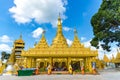 Wat Suwan Khiri, Simulation of Golden Shwedagon Pagoda , Ranong, Thailand April 01,2018 Royalty Free Stock Photo