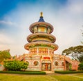 Wat Thaworn Wararam in Kanchanaburi, Thailand. Panorama Royalty Free Stock Photo