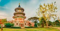 Wat Thaworn Wararam in Kanchanaburi, Thailand. Panorama Royalty Free Stock Photo