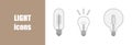 Set of light icons. Three different lamps