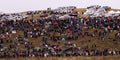 25,000 watch Annual Custer State Park, South Dakota, Buffalo Roundup Royalty Free Stock Photo