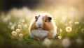 Furry Cute Friend Frolicking in the Fields. Generative AI