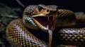 A snake strikes its prey fangs bared and venomous created with Generative AI