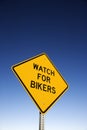 'Watch for Bikers' Road Warning Sign