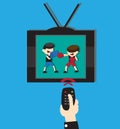 Watch boxing on TV Royalty Free Stock Photo