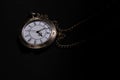 The watch carries an antique bag placed on a black background Royalty Free Stock Photo