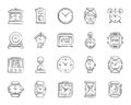 Watch charcoal draw line icons vector set