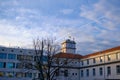 Watch and clock tower in Kardzali Bulgaria during early in the morning Royalty Free Stock Photo