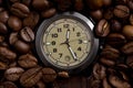 Watch in the coffee beans Royalty Free Stock Photo