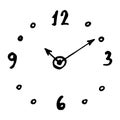 Watch dial black drawn vector doodle EPS