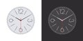 Watch faces. Modern clock faces. Classic watch dial. Clock faces on white and black background. Vector illustration