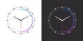 Watch faces. Modern clock faces. Smart watch dial. Clock faces on white and black background. Vector illustration