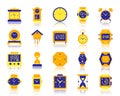 Watch simple flat color icons vector set Royalty Free Stock Photo