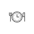 Watch with fork and knife line icon Royalty Free Stock Photo