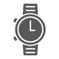 Watch glyph icon, clock and time, starp sign Royalty Free Stock Photo