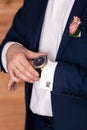 Watch on the groom's hand