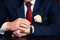 Watch on the groom's hand