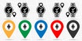 Watch icon in location set. Simple glyph, flat illustration element of time theme icons Royalty Free Stock Photo