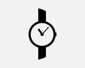 Watch Icon Wrist Wristwatch Time Wearable Device Clock Black White Icon Vector