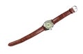 Watch leather strap brown fashion isolated on white background.