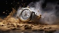 Silver And Gold Watches With Dust Ruffle: Photorealistic Advertisement Inspired Image