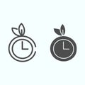 Watch line and glyph icon. Clock with leaves vector illustration isolated on white. Time outline style design, designed Royalty Free Stock Photo