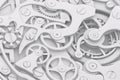 Watch mechanism grayscale 3D illustration with gears