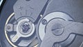 Watch mechanism macro loop. Old vintage clock mechanism working, closeup shot with soft focus. Close up of a internal Royalty Free Stock Photo